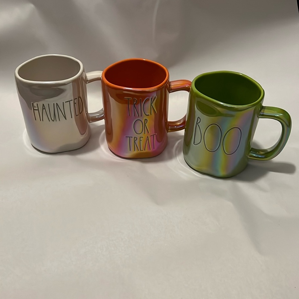 Rae dunn Halloween mugs lot. Haunted, trick or treat, boo